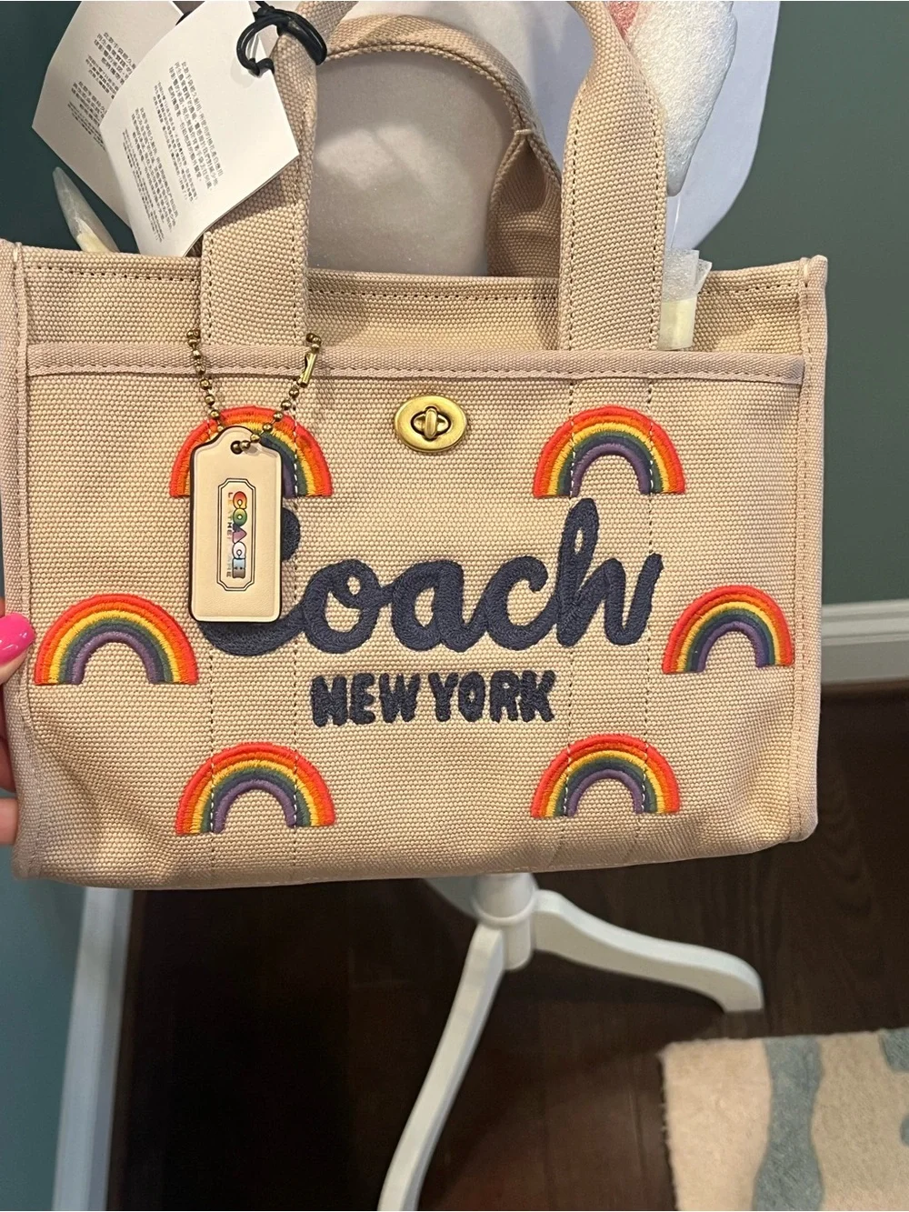 NWT Coach Rainbow Canvas Cargo Tote 26 - Picture 2 of 10